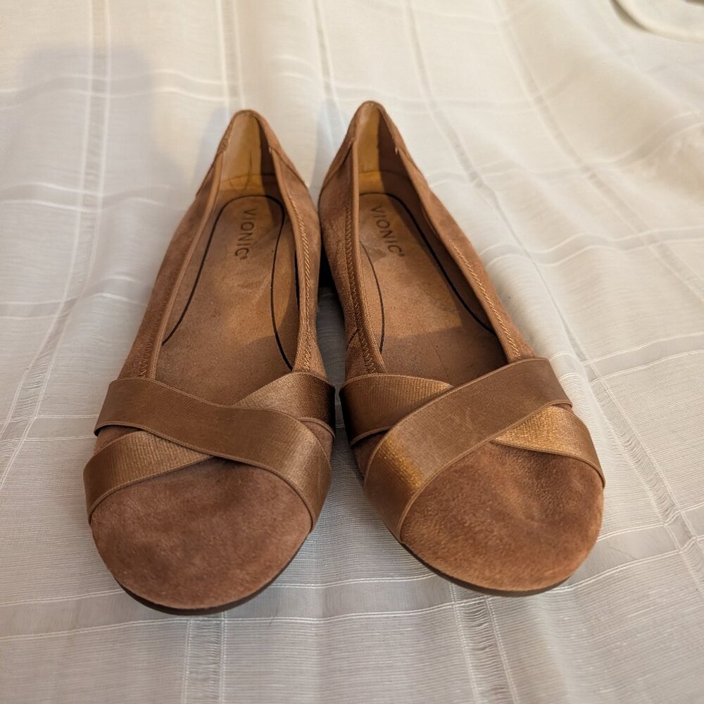 NWOT Vionic Suede Ballet Flats 9.5 - Maria in Toffee (Brown) with Arch Support